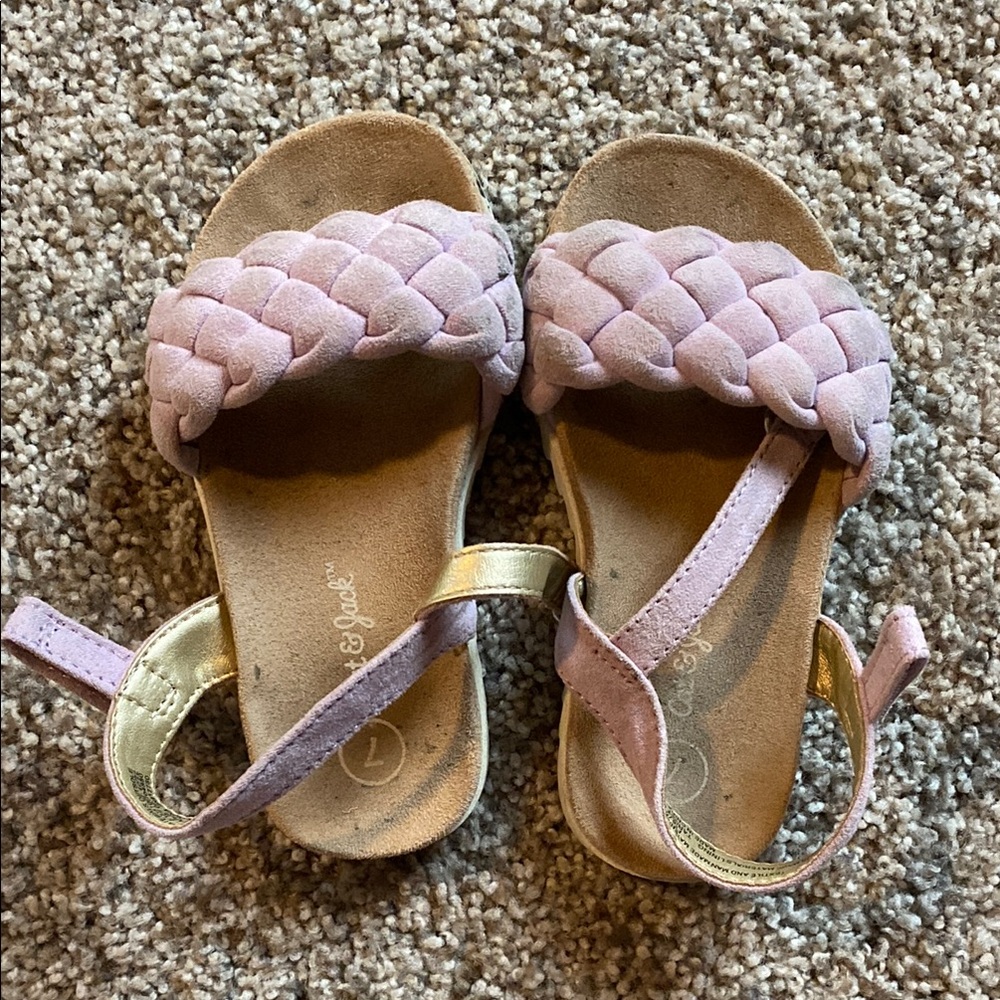 Girls' Pink Braided Sandals